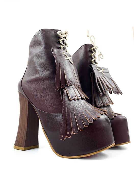 Irregular Choice Shoes - Brand new 2012 super platform brown leather Mary Jane tassel boots